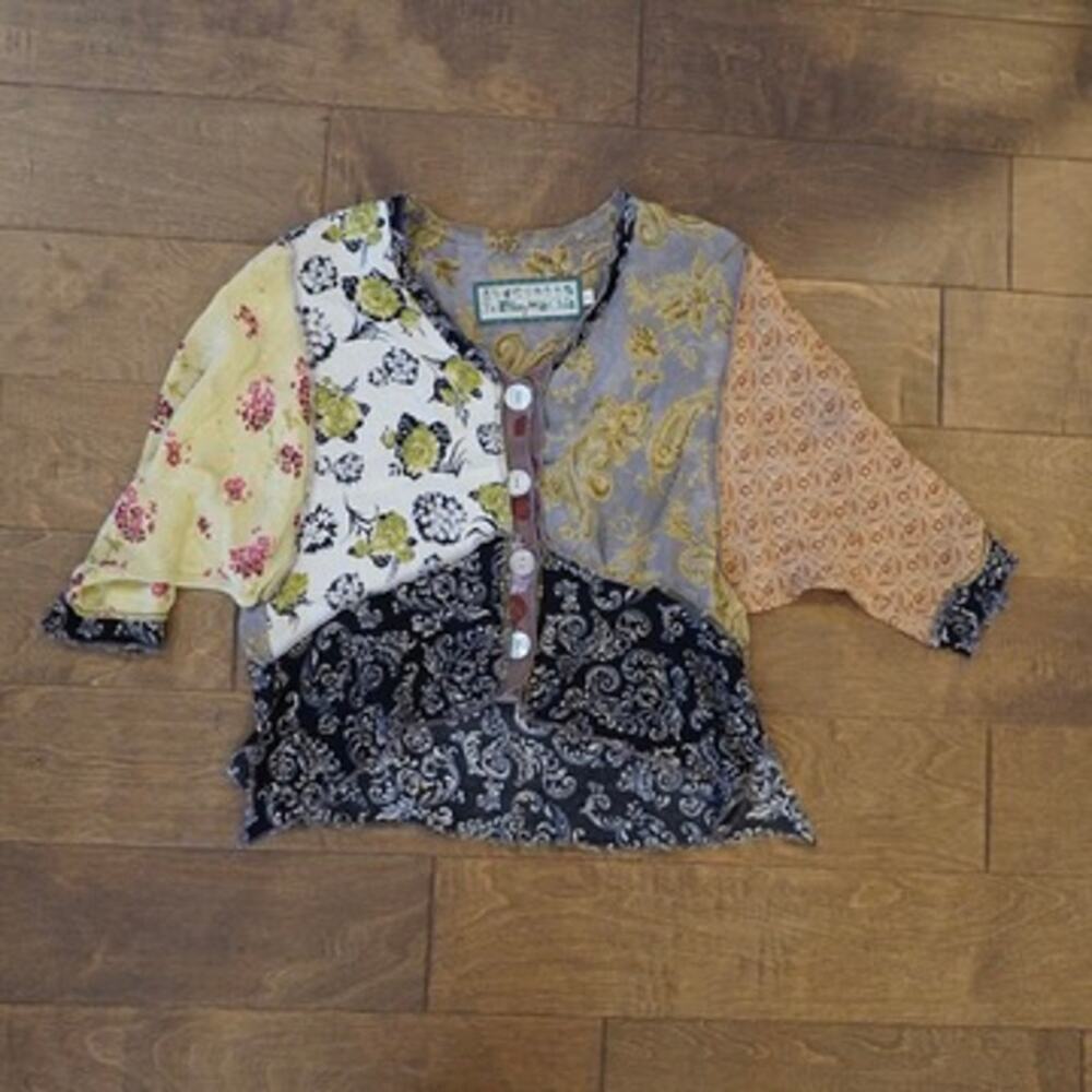 Nothing Matches 3/4 Sleeve Button Closure Floral Top Multicolor Womens Size 1/S